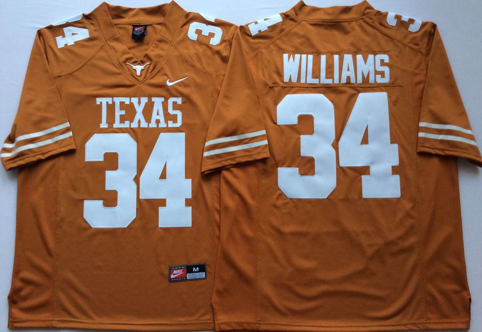 Men Texas Longhorns #34 Williams Yellow Nike NCAA Jerseys->ncaa teams->NCAA Jersey